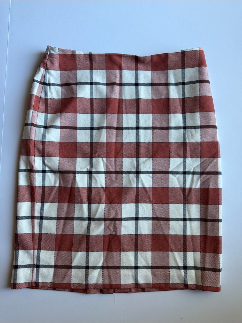 Ann Taylor Rust and White Plaid Pencil Skirt lined like new office *Kh